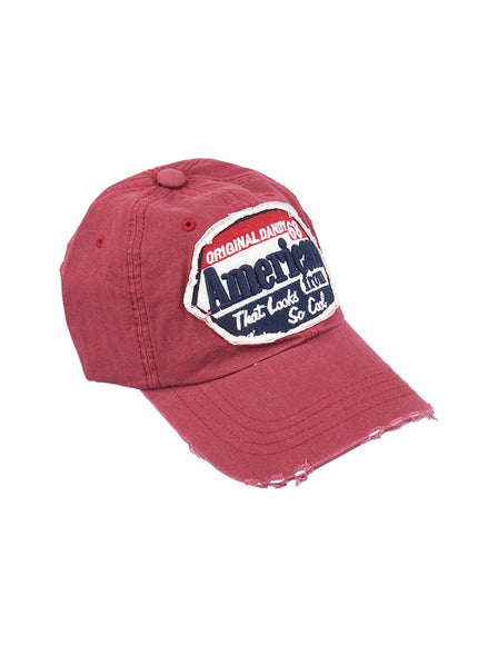 distressed-patch-cap-cn401 / Dark red