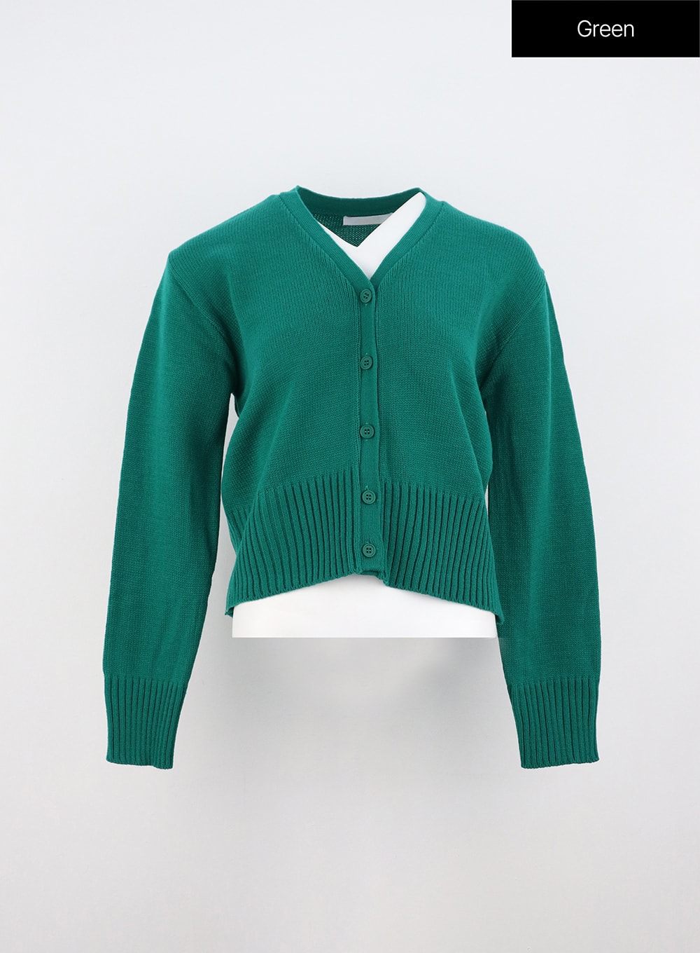 v-neck-buttoned-cardigan-io317 / Green