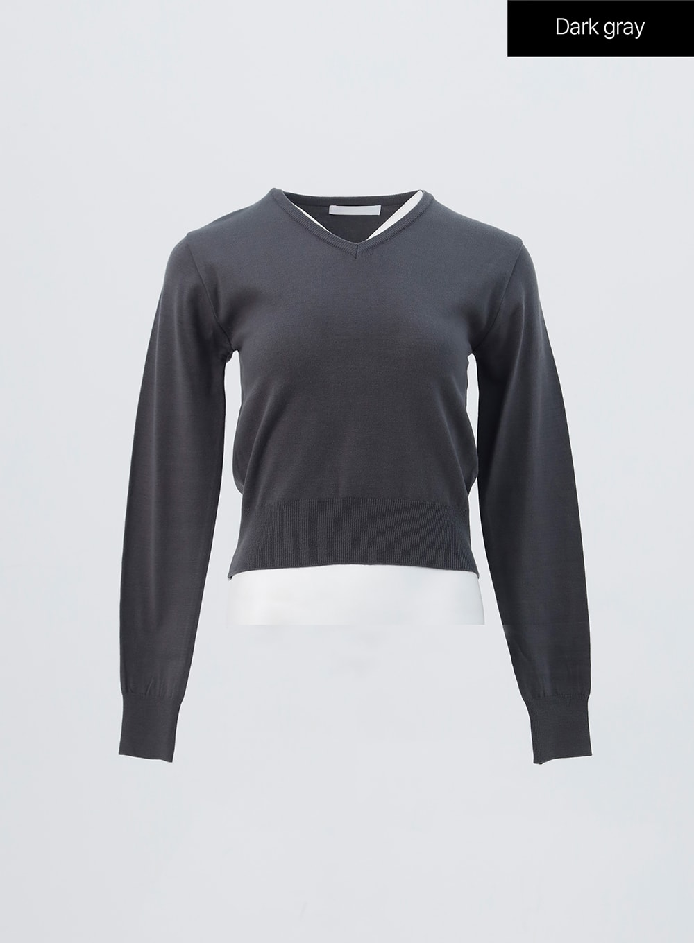 v-neck-knit-sweater-oo304 / Dark gray
