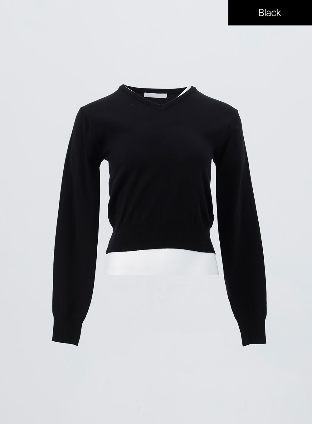 v-neck-knit-sweater-oo304 / Black
