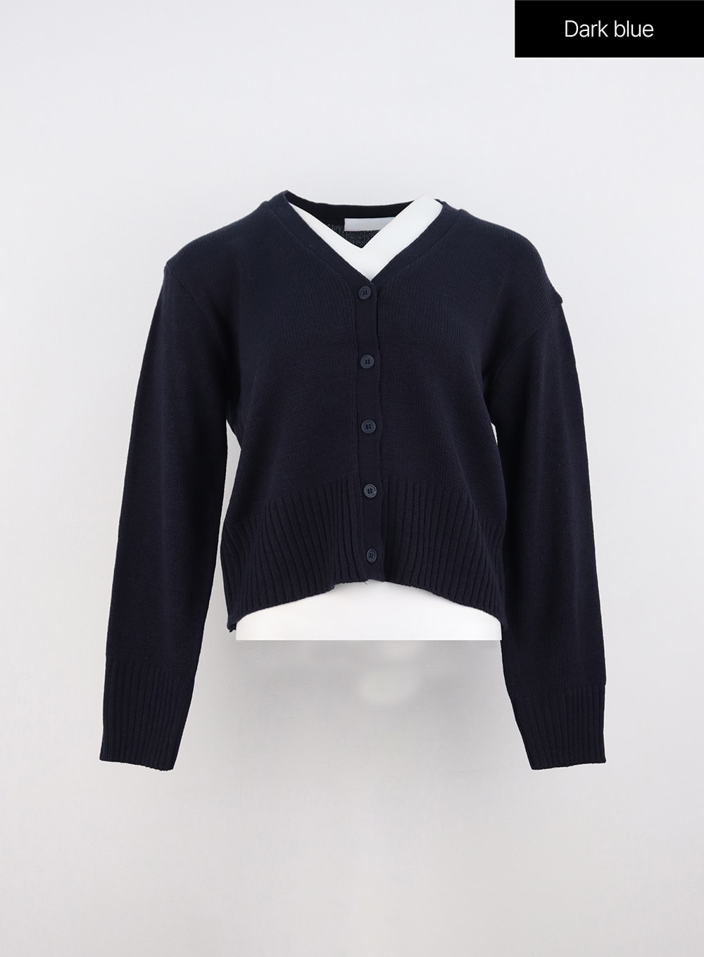 v-neck-buttoned-cardigan-io317 / Dark blue