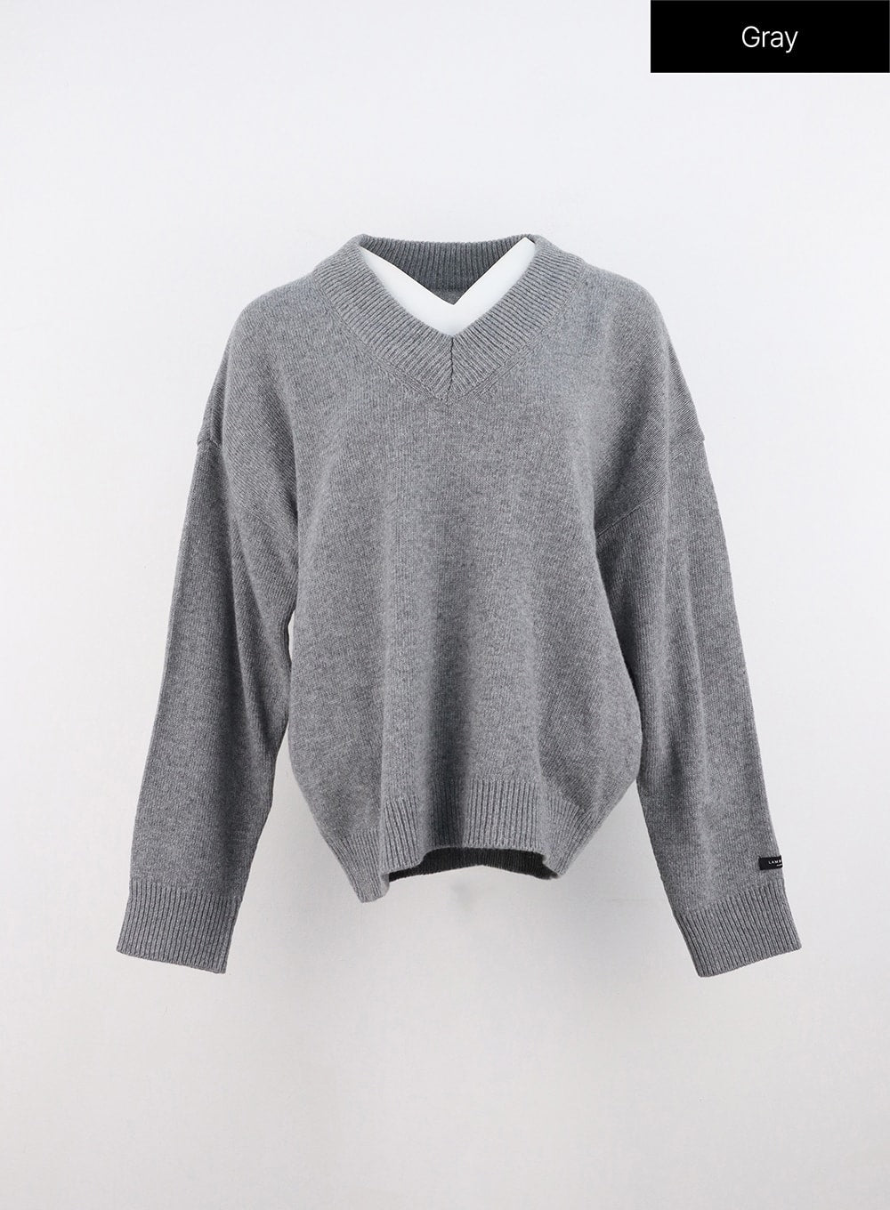 v-neck-slouchy-pullover-oo325 / Gray