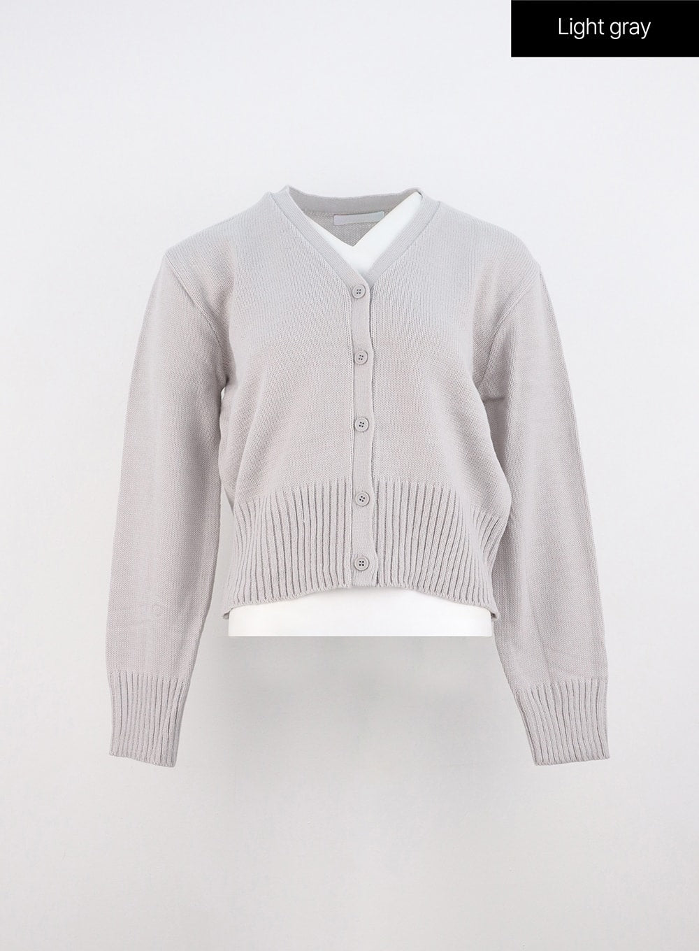 v-neck-buttoned-cardigan-io317 / Light gray