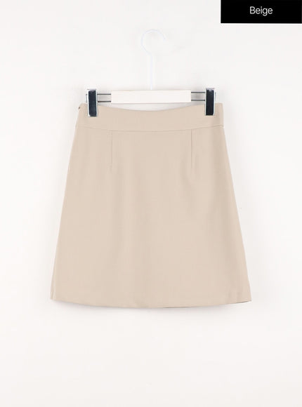 solid-mini-skirt-in301 / Beige