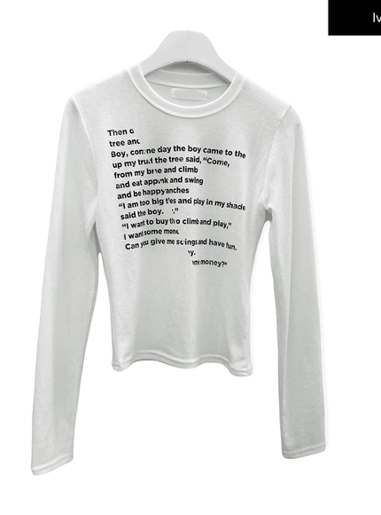 Cropped Long Sleeve T Shirt with Graphic Print F10