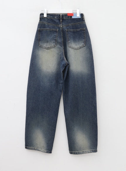 Bleached Wide Leg Denim Pants CA07