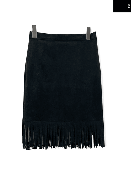 Tassel Hem Knee Length Skirt