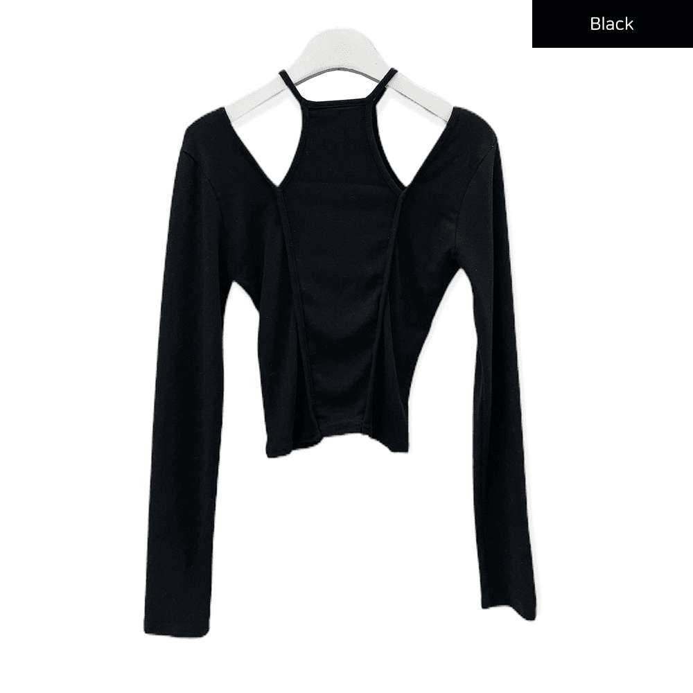 Cut Out Long Sleeve Top C0302