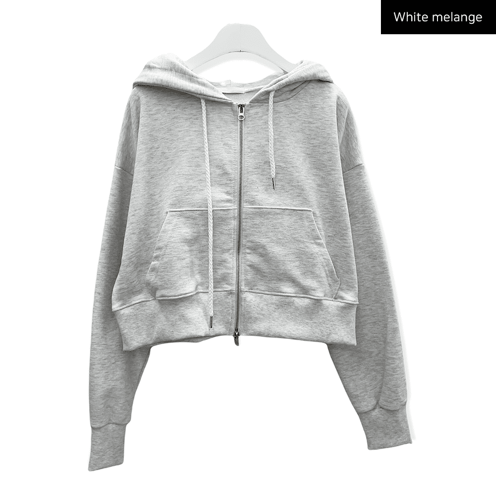 Two Way Cropped Hoodie Zip Up C2601