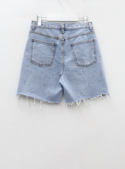 Raw Hem Long Denim Shorts CA29