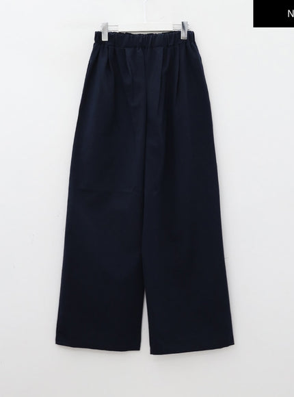 Mid-rise Wide Banded Cotton Pants CA08