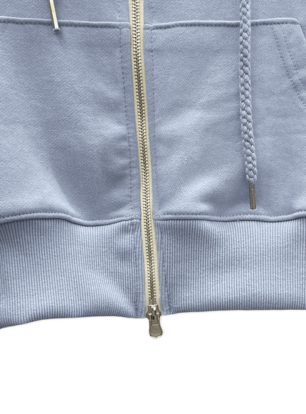 Two Way Cropped Hoodie Zip Up C2601