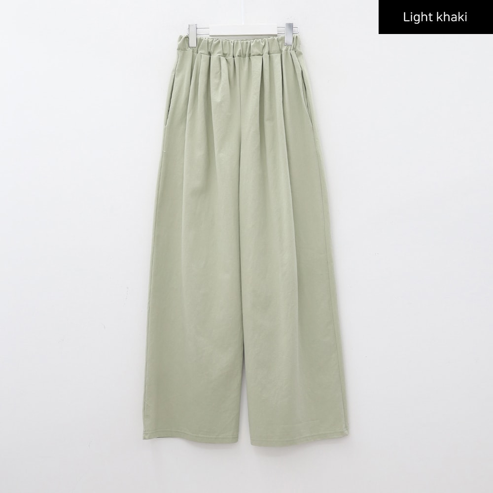 Mid-rise Wide Banded Cotton Pants CA08