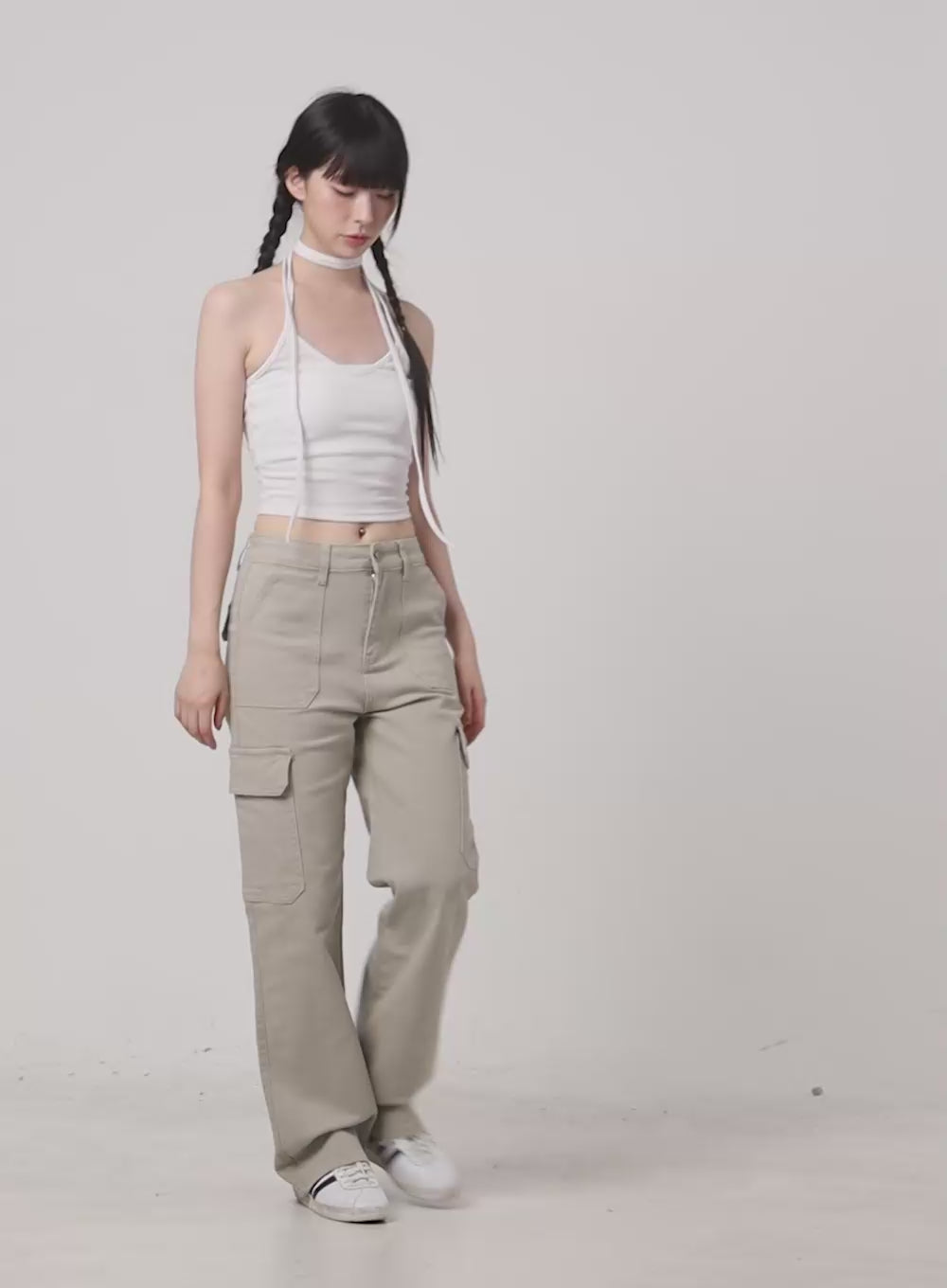 Tie Neck Crop Sleeveless Top CG408