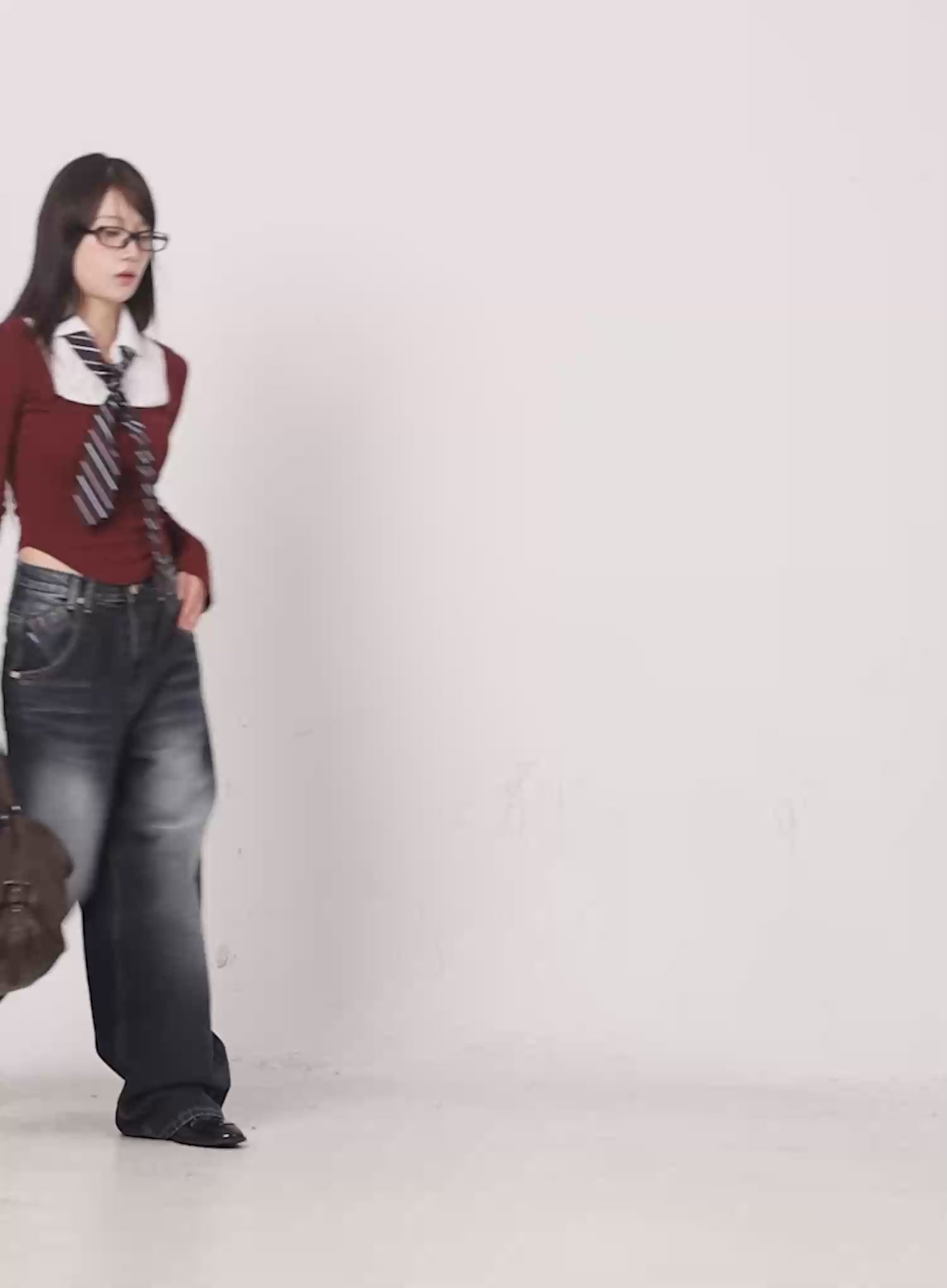 Two-Tone Square Neck Long Sleeve Top CO521