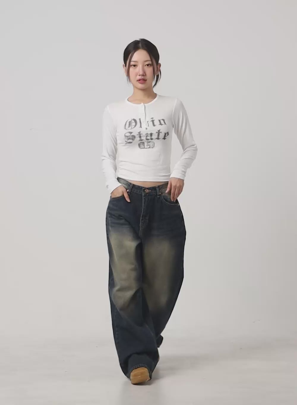 Buttoned Graphic Long Sleeve CG423