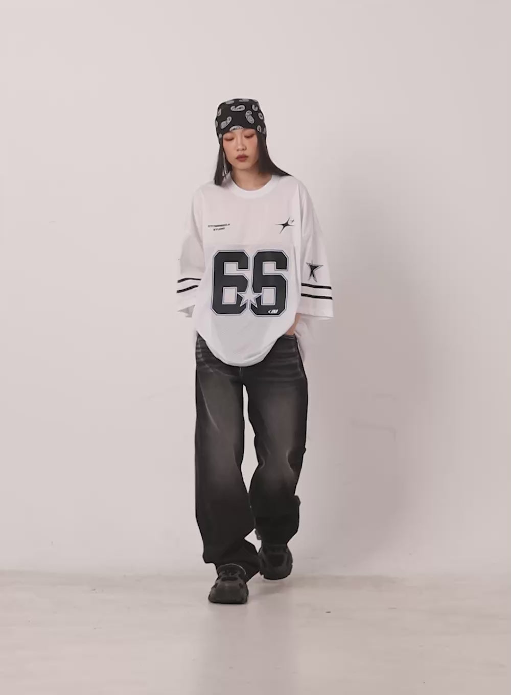 Oversized Mesh Graphic Tee IA504