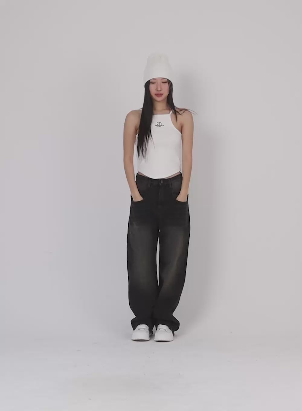 Denim Wide Leg Pants IJ402