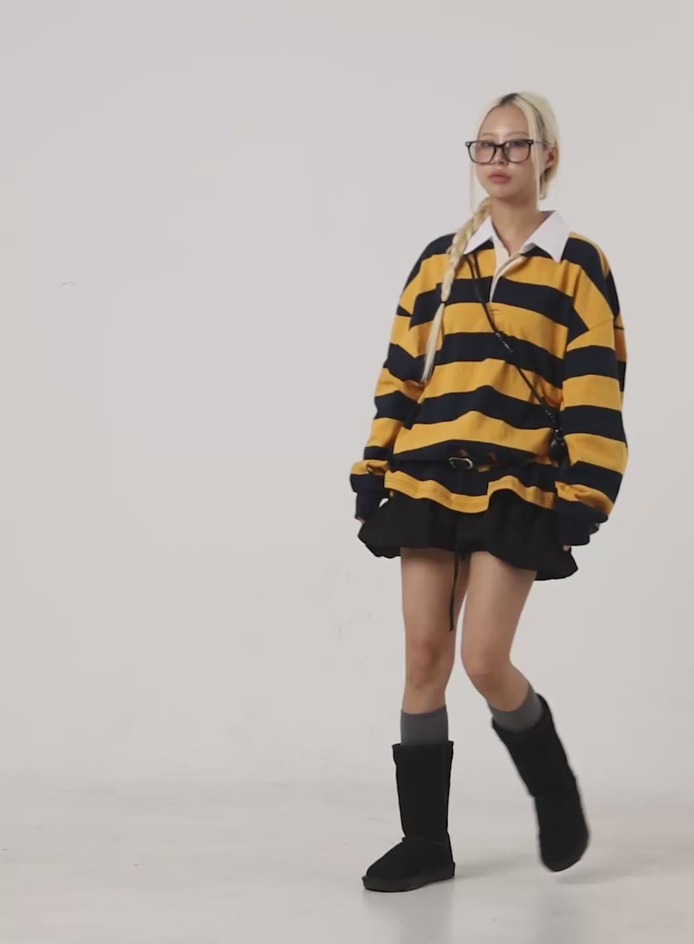 Oversized Button Collared Stripe Shirt CO422