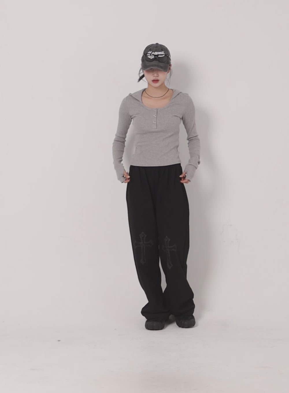 Button Detail Hoodie CF401