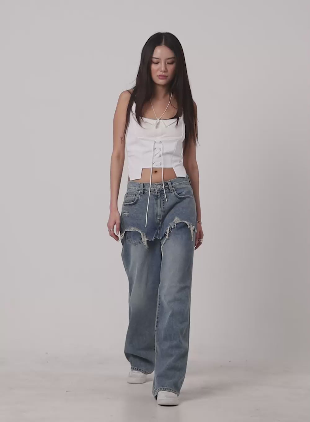 Layered Wide Leg Jeans CA430