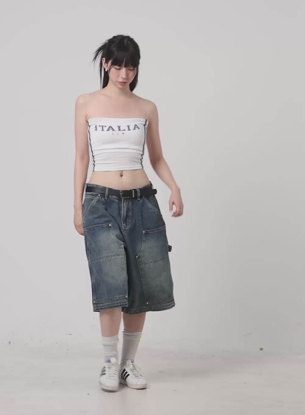 Stud Washed Baggy Jorts (UNISEX) CG408