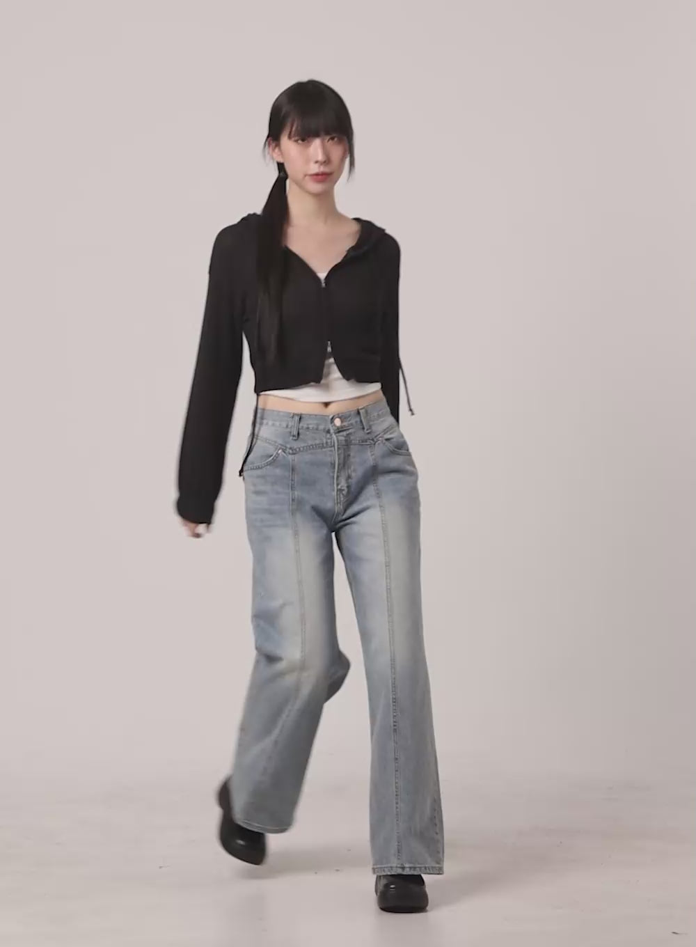 Summer Zip-Up Hooded Crop Top CU424