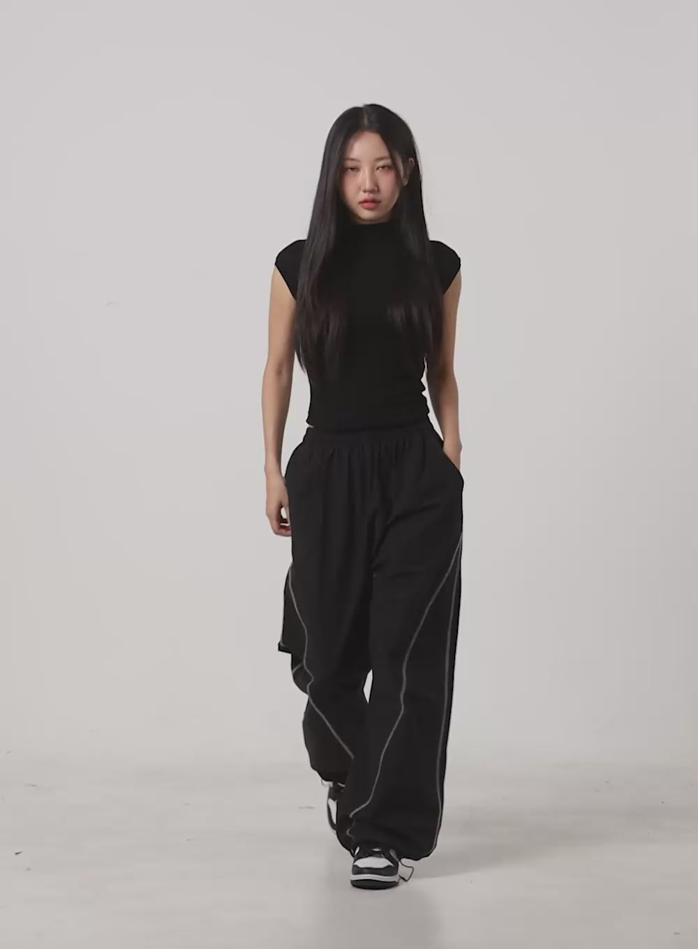 Stitched Wide-leg Slit Pants CO402