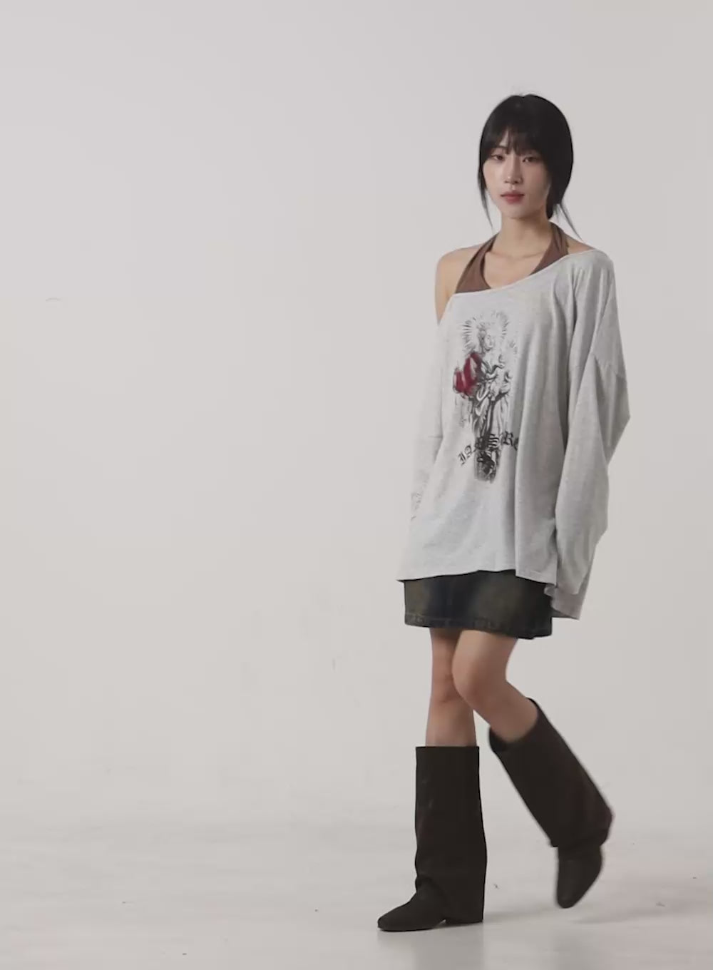 Washed Cotton Mini Skirt CS419