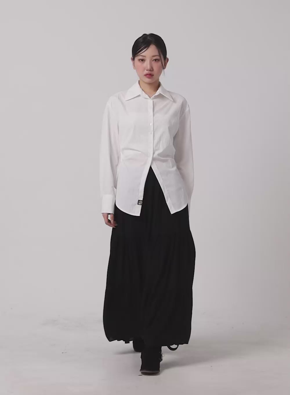 Solid Ruffle Maxi Skirt CM421