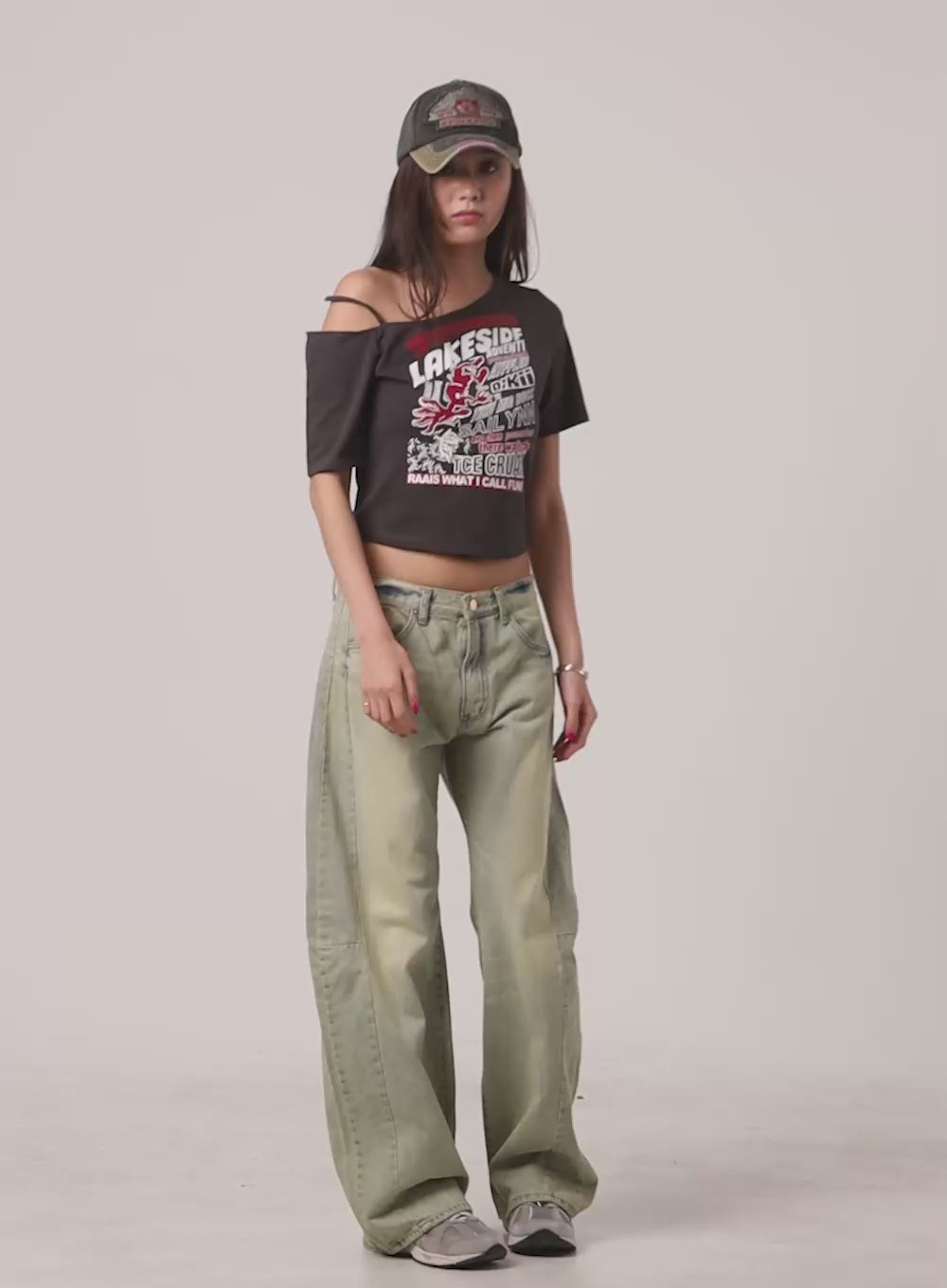 Vintage Washed Low Rise Baggy Jeans CU417