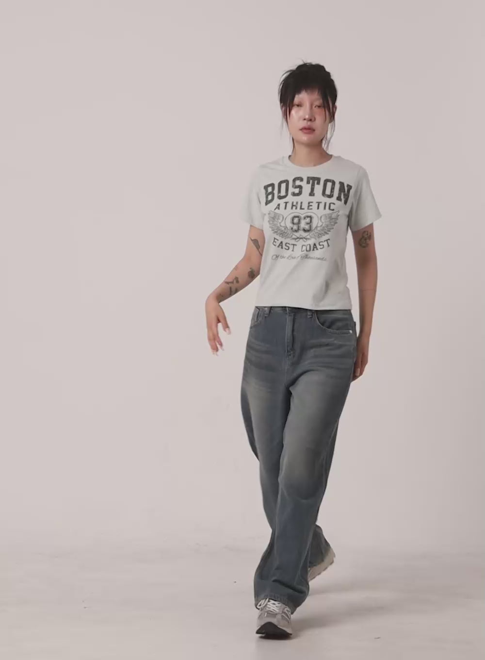 Vintage Washed Wide Leg Jeans CL415