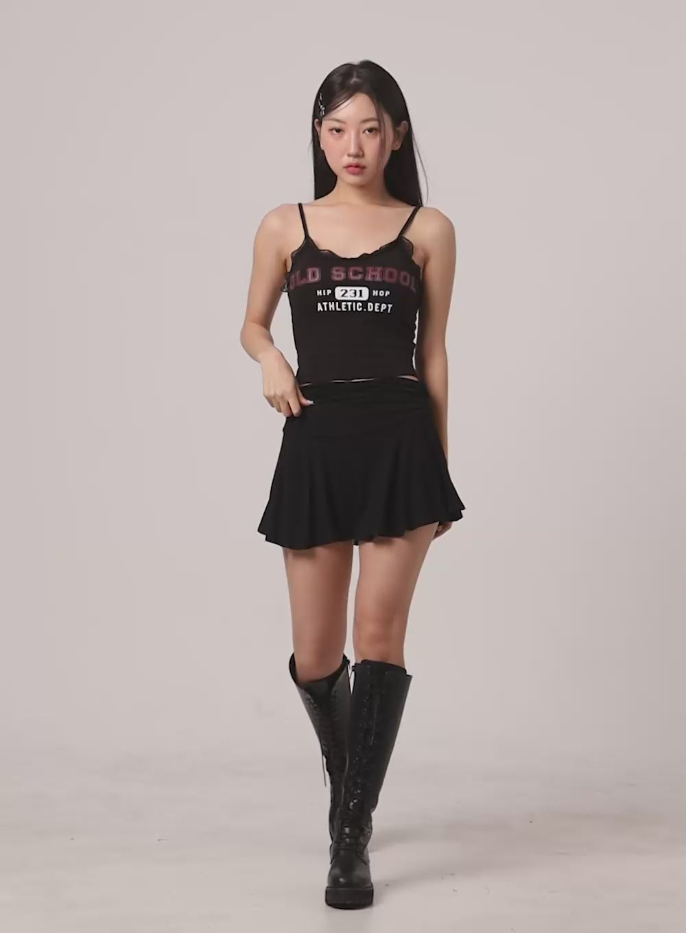 Shirred Solid Mini Skirt CY420
