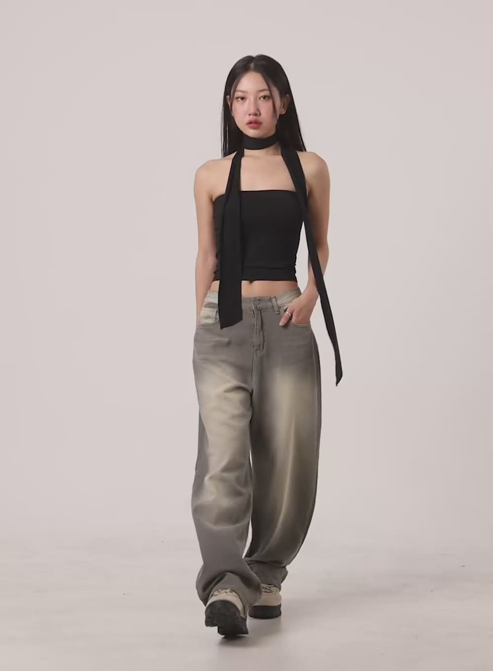 Washed Baggy Denim Jeans CU404