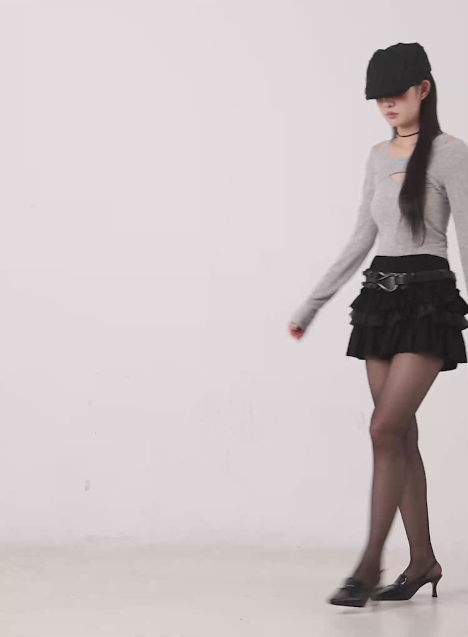 Cut Out Long Sleeve Top IS508