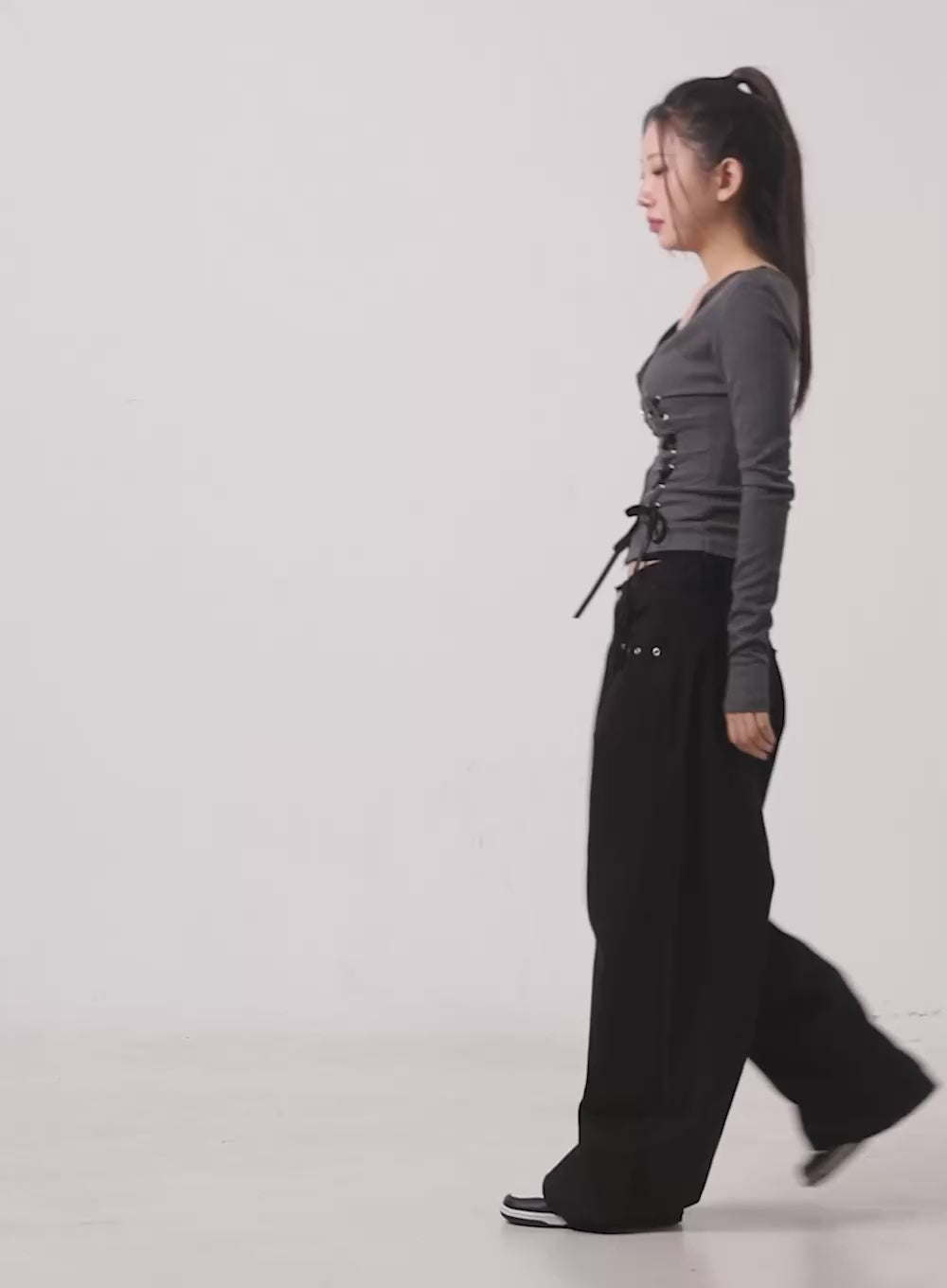 Cotton Eyelet Detail Wide-Leg Pants CD416