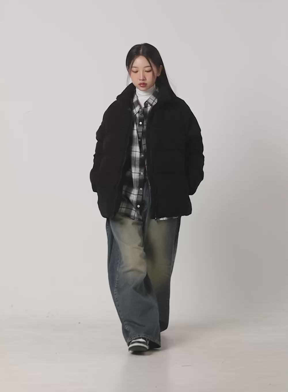 Corduroy Oversize Puffer Coat CN412