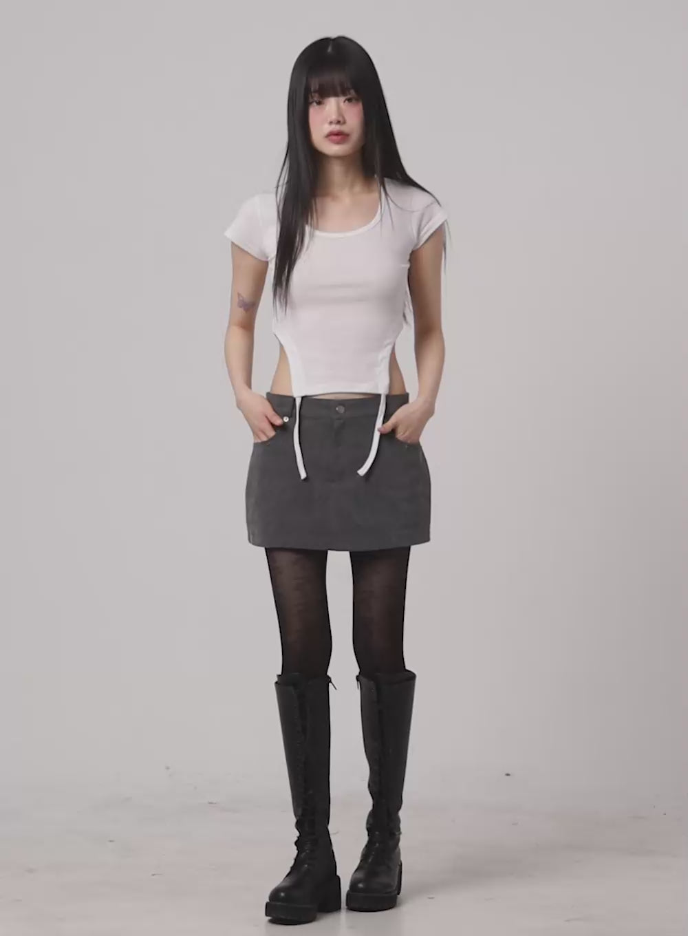 Side Slit Round Neck Tee CA422