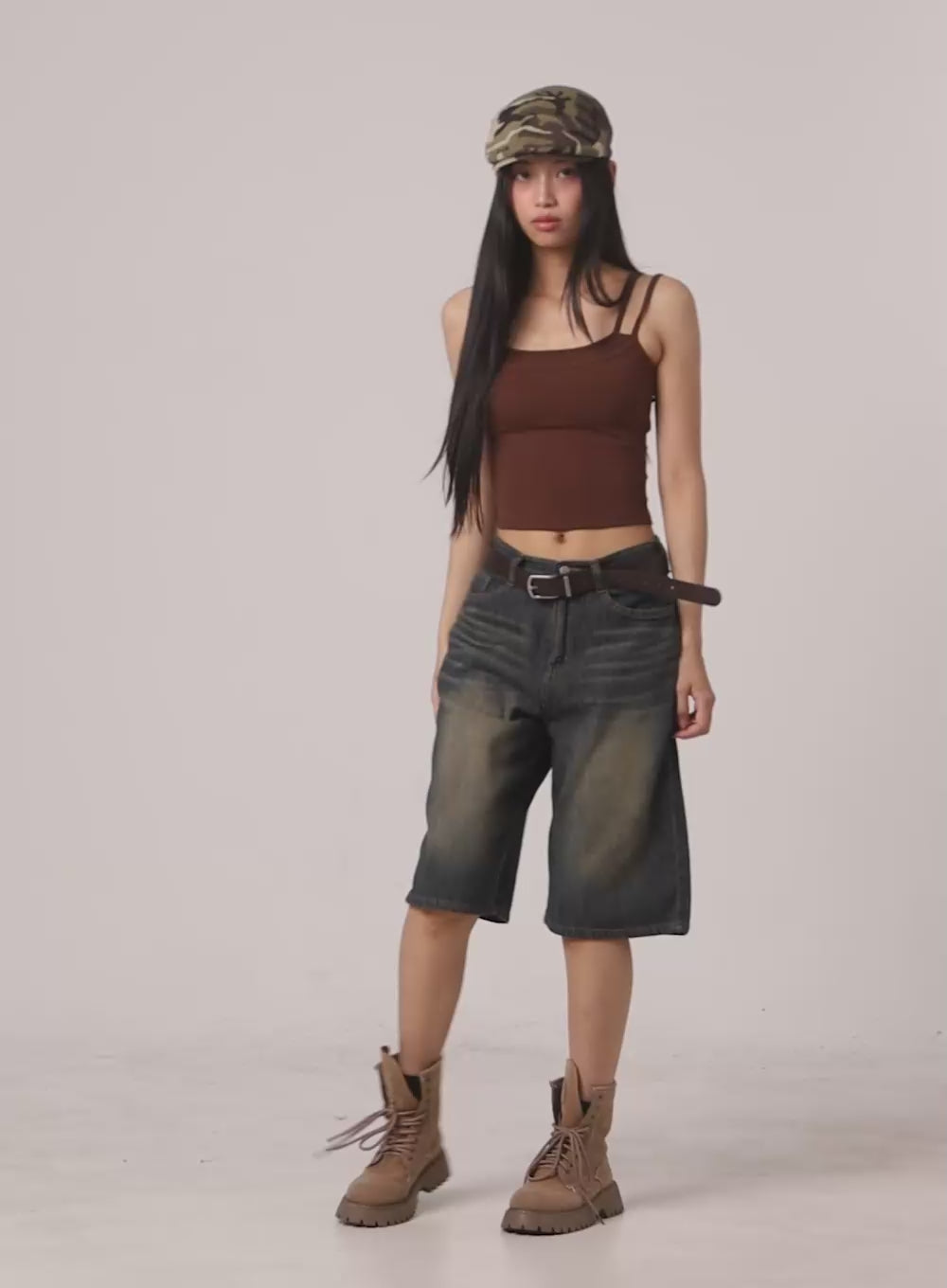 Dark Washed Wide Leg Jorts IL419