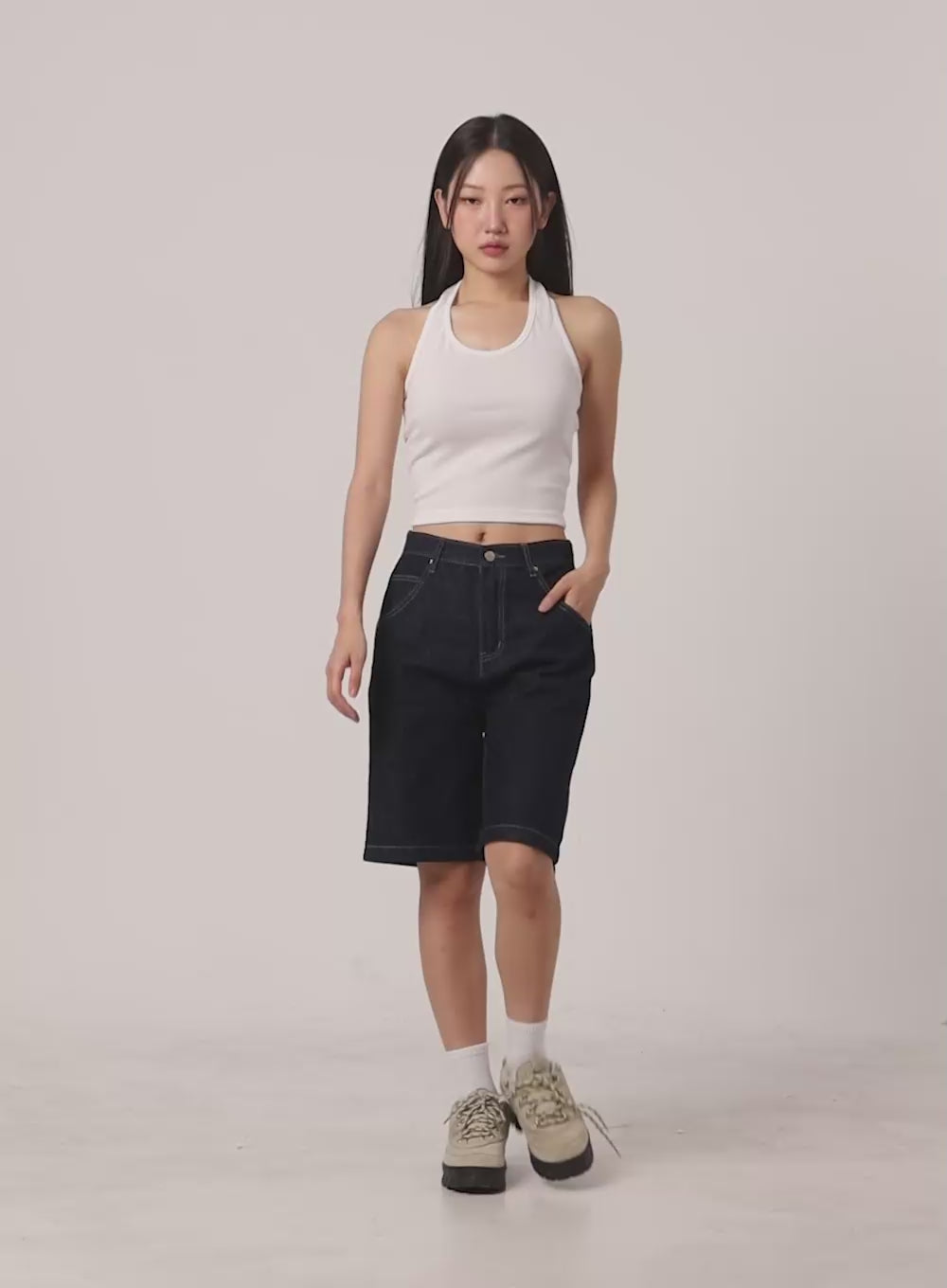 Halterneck Crop Tank Top OL401