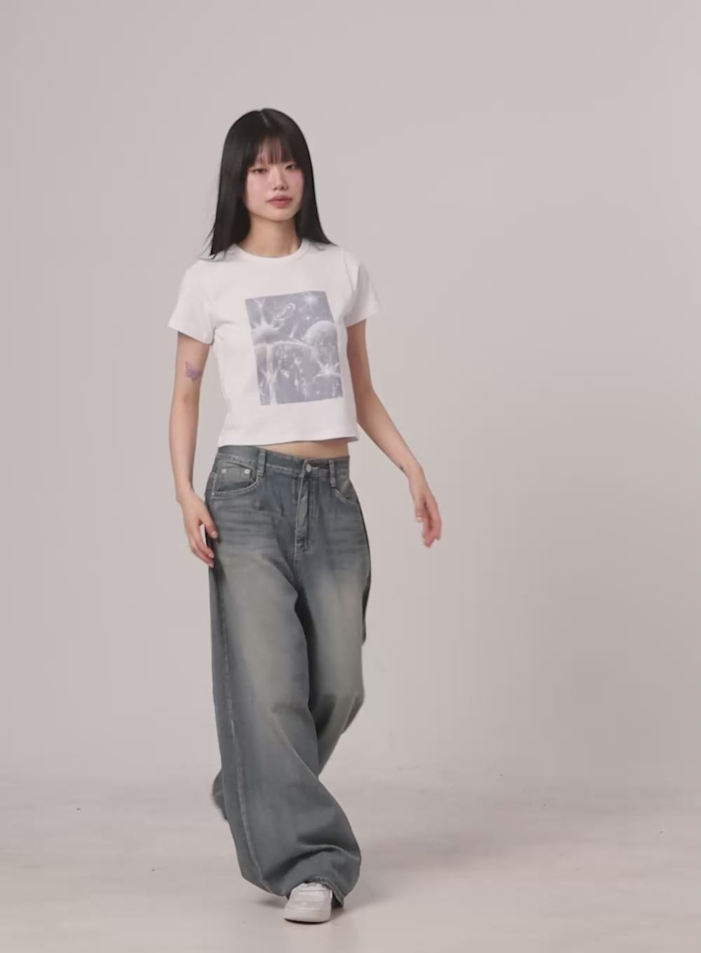 Hem Snap Baggy Jeans CL403