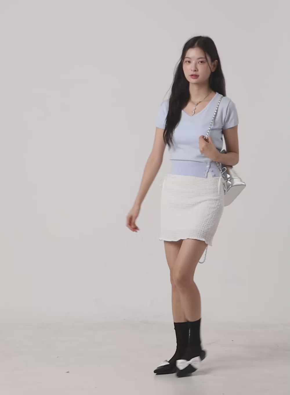 V-Neck Knit Sweater Short Sleeve OL416