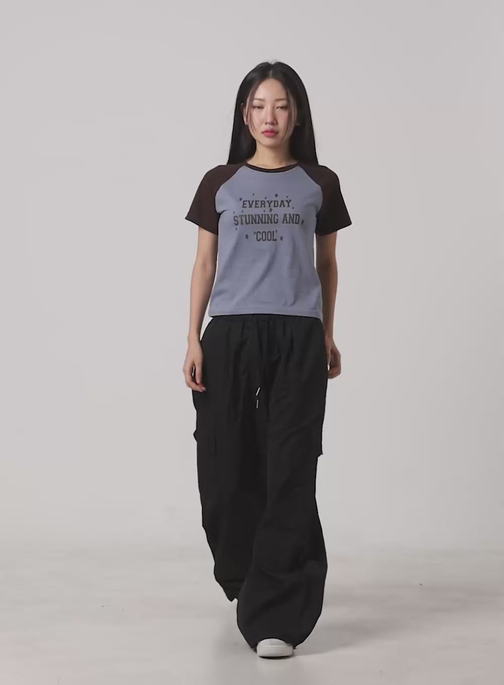 Cotton Lettering Raglan Crop Top CL418