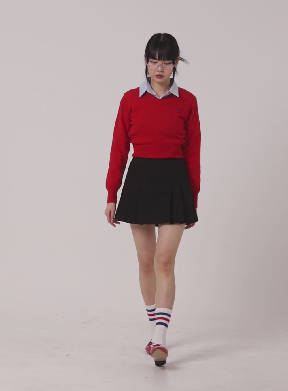 Cozy Heart Embroidered Crop Sweater IM406