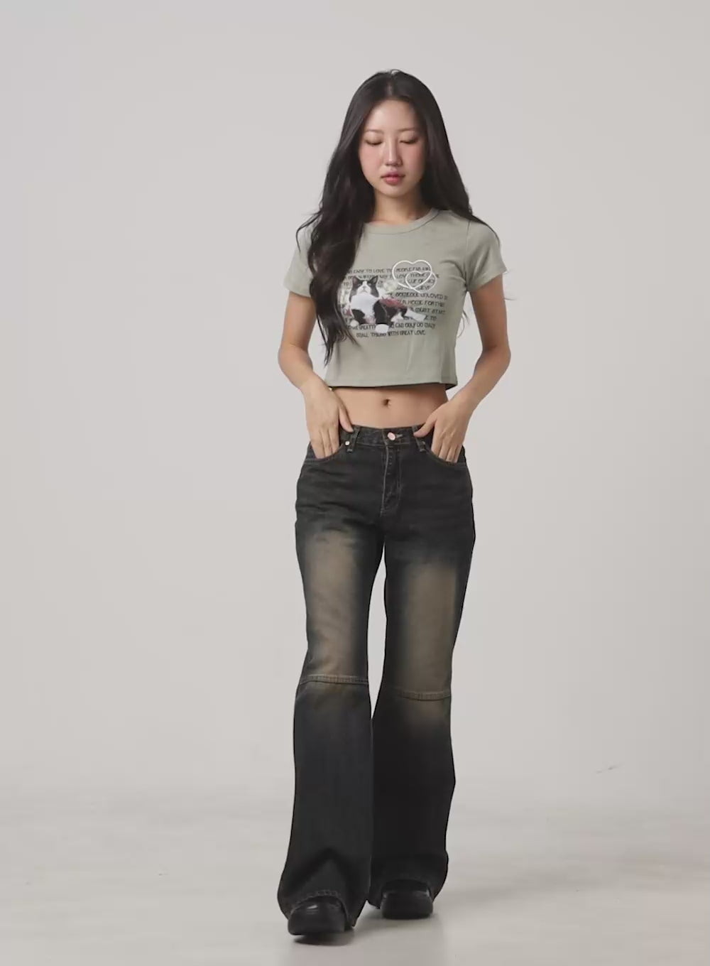 Kira Stitched Detail Bootcut Jeans CG414