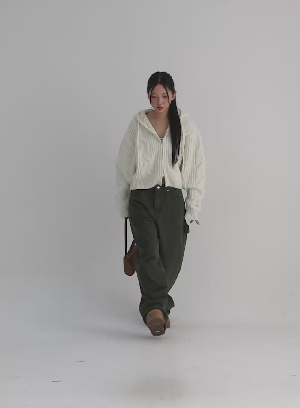 ★韓国人気★Rest & Recreation★ROUND NECK KNIT ZIP-UP Hoodie Zip-Up Knit Sweater OS305 - Korean Women's Fashion