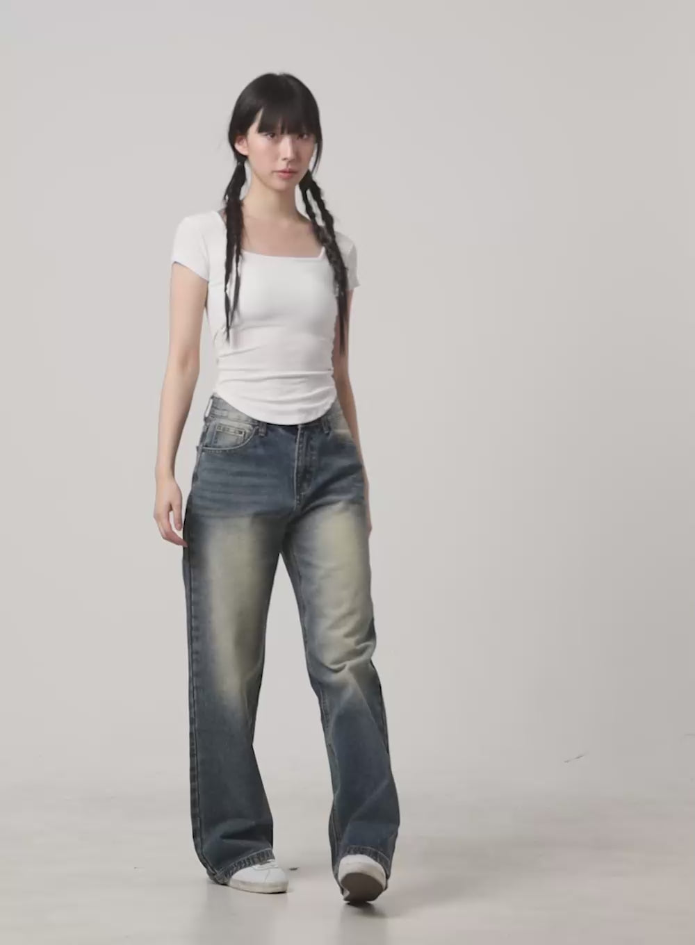 Lexi Vintage Washed Wide Fit Baggy Jeans CG420
