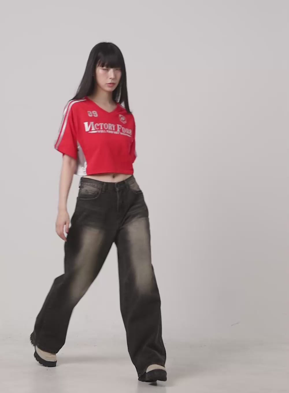 Val Vintage Washed Wide Leg Jeans CG408