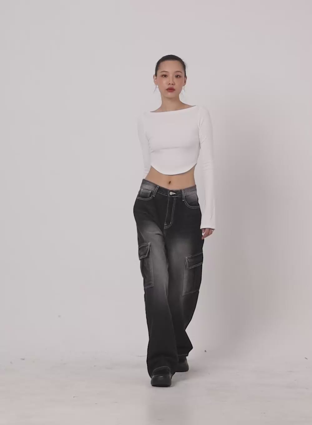 Boat Neck Crop Tee IA417