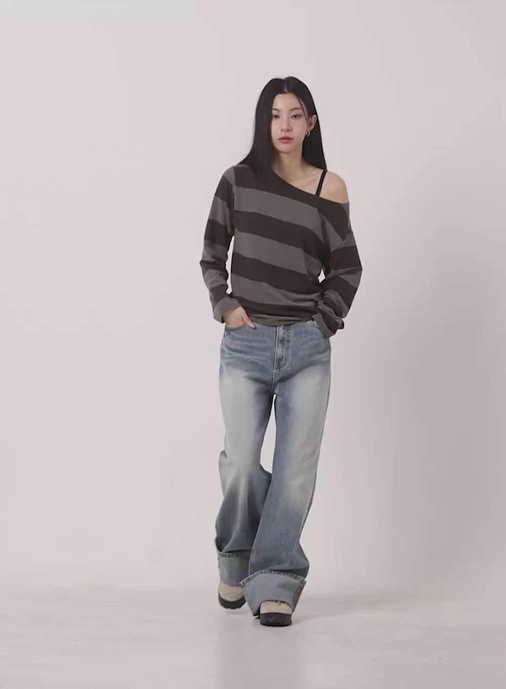 One-Shoulder Striped Top ID431